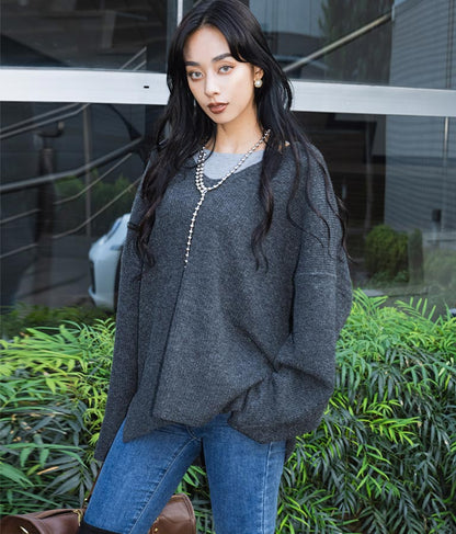 ビッグシルエット ルーズ ニット セーター 2WAYネック 長袖 493-2608