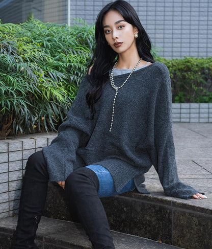 ビッグシルエット ルーズ ニット セーター 2WAYネック 長袖 493-2608