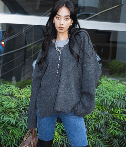 ビッグシルエット ルーズ ニット セーター 2WAYネック 長袖 493-2608