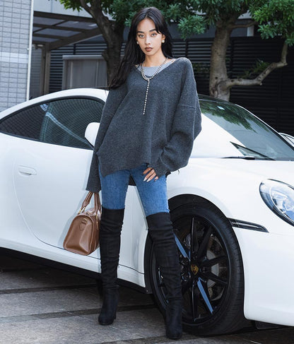 ビッグシルエット ルーズ ニット セーター 2WAYネック 長袖 493-2608