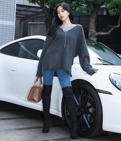 ビッグシルエット ルーズ ニット セーター 2WAYネック 長袖 493-2608