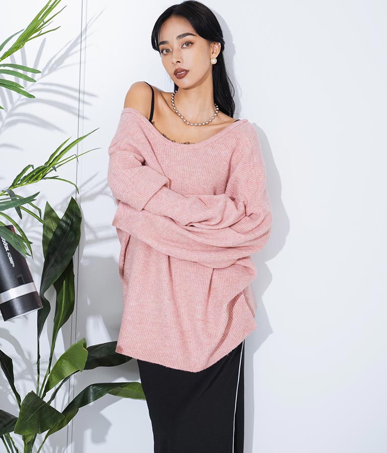 ビッグシルエット ルーズ ニット セーター 2WAYネック 長袖 493-2608