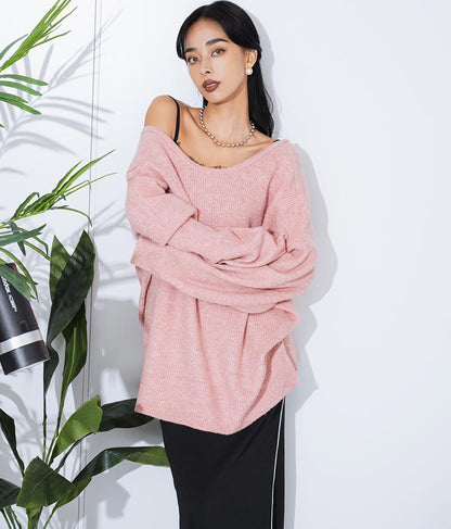 ビッグシルエット ルーズ ニット セーター 2WAYネック 長袖 493-2608