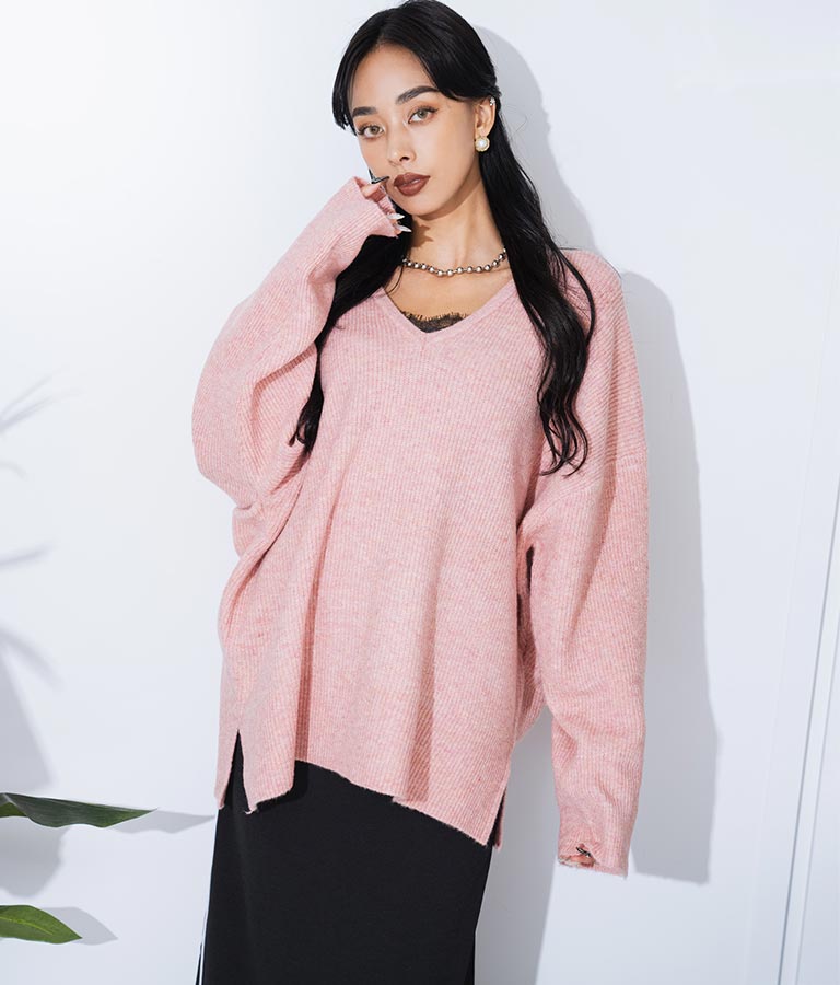 ビッグシルエット ルーズ ニット セーター 2WAYネック 長袖 493-2608