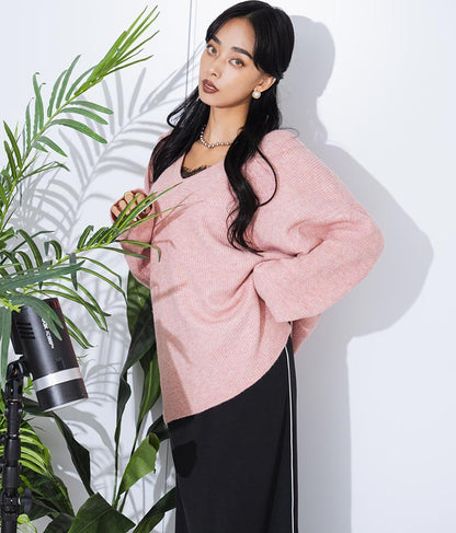 ビッグシルエット ルーズ ニット セーター 2WAYネック 長袖 493-2608