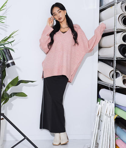 ビッグシルエット ルーズ ニット セーター 2WAYネック 長袖 493-2608