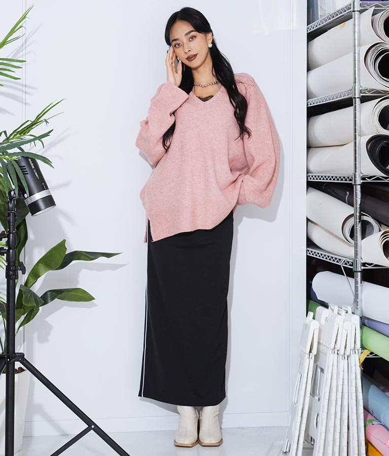 ビッグシルエット ルーズ ニット セーター 2WAYネック 長袖 493-2608