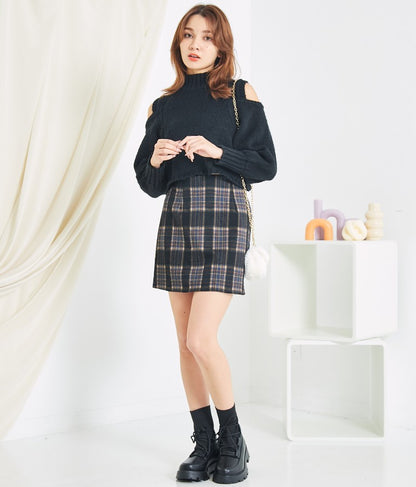 ショルダー スリット 起毛 ニット トップス 523-6691