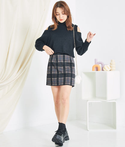 ショルダー スリット 起毛 ニット トップス 523-6691