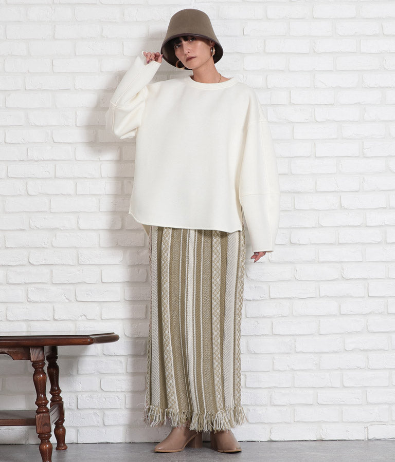 ジャガードフリンジヘムニットスカート 361-9231