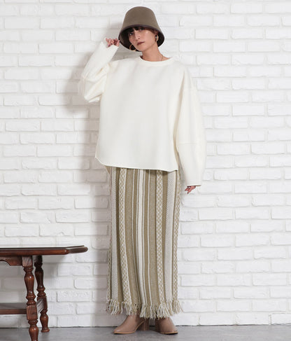 ジャガードフリンジヘムニットスカート 361-9231