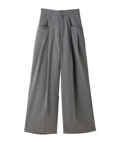 ピンストライプウエストタックワイドパンツ