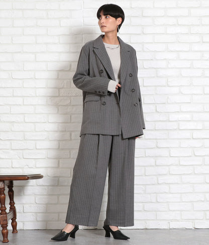 ピンストライプウエストタックワイドパンツ 362-9236