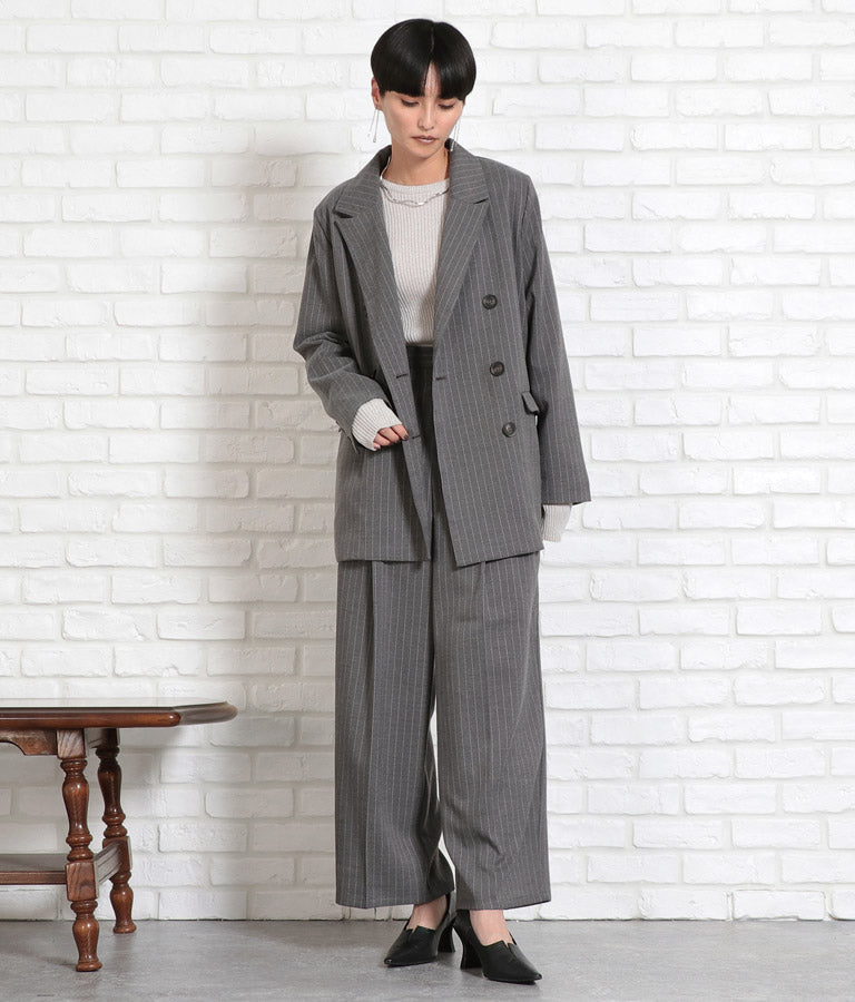 ピンストライプウエストタックワイドパンツ 362-9236