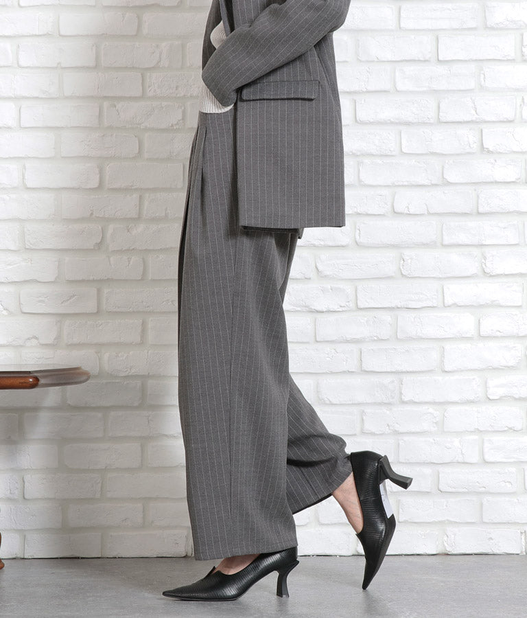 ピンストライプウエストタックワイドパンツ 362-9236