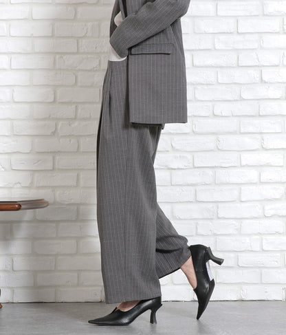 ピンストライプウエストタックワイドパンツ 362-9236