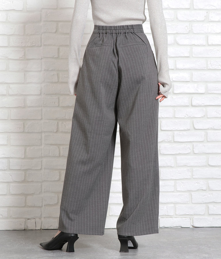 ピンストライプウエストタックワイドパンツ 362-9236