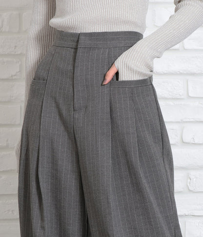 ピンストライプウエストタックワイドパンツ 362-9236