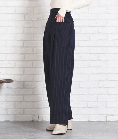 ピンストライプウエストタックワイドパンツ 362-9236