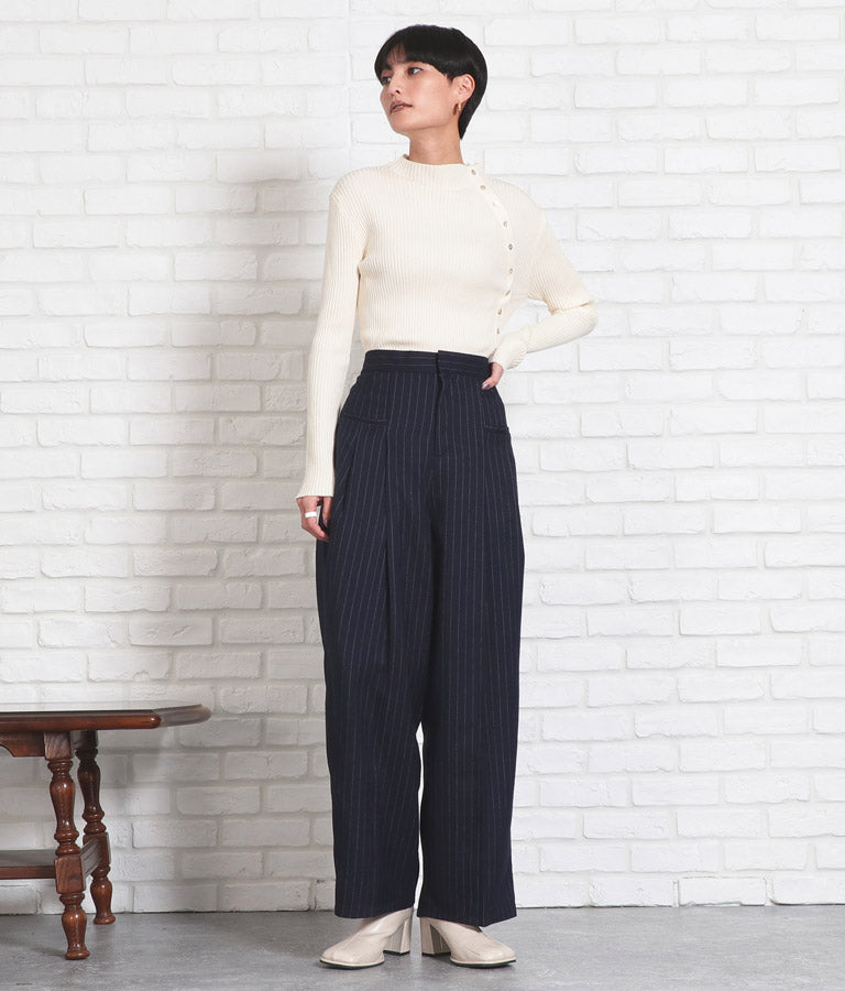ピンストライプウエストタックワイドパンツ 362-9236
