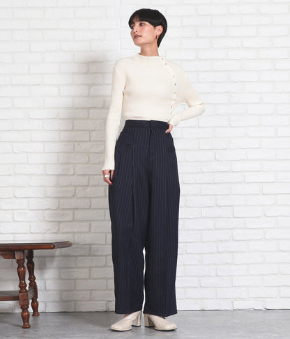 ピンストライプウエストタックワイドパンツ 362-9236