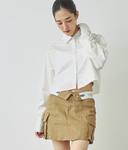 袖ギャザーデザインクロップドシャツ 154-5510