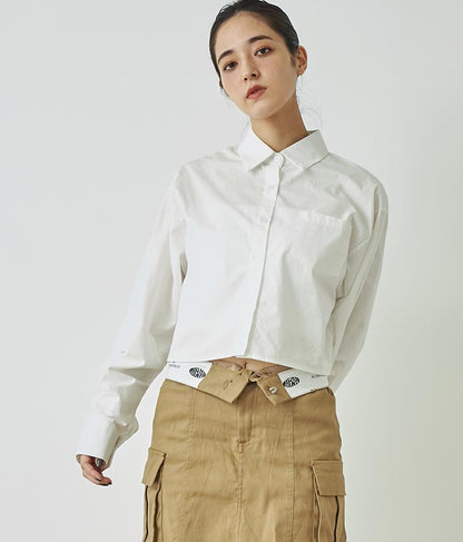 袖ギャザーデザインクロップドシャツ 154-5510