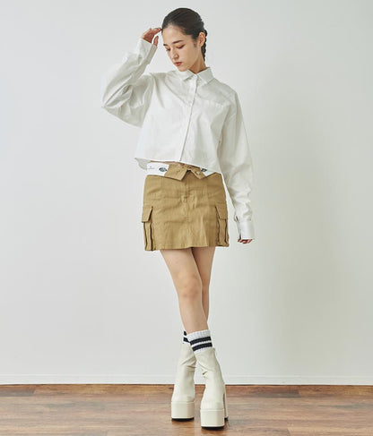 袖ギャザーデザインクロップドシャツ 154-5510