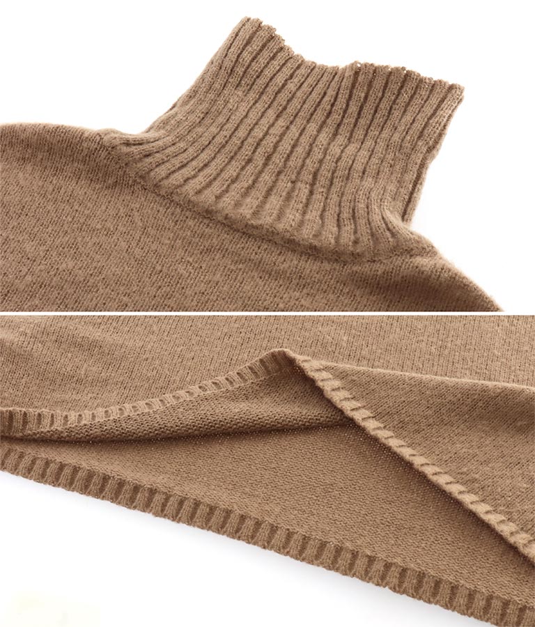 オフタートル クロップド 起毛 ニット トップス