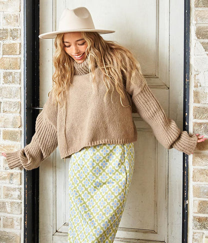 オフタートル クロップド 起毛 ニット トップス 853-5711