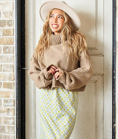 オフタートル クロップド 起毛 ニット トップス 853-5711