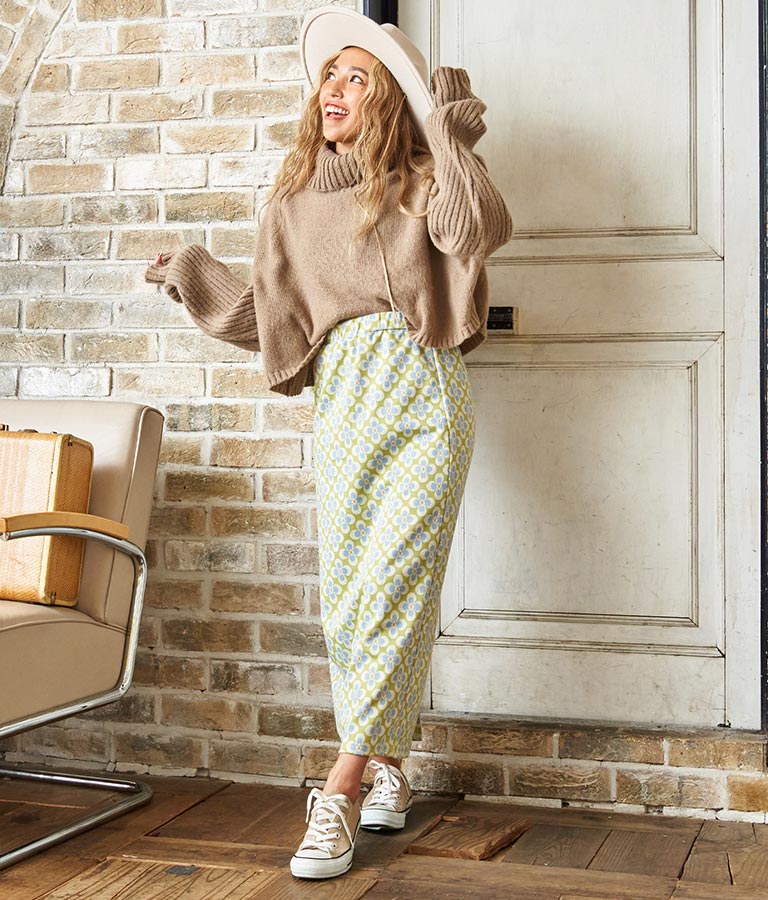 オフタートル クロップド 起毛 ニット トップス 853-5711