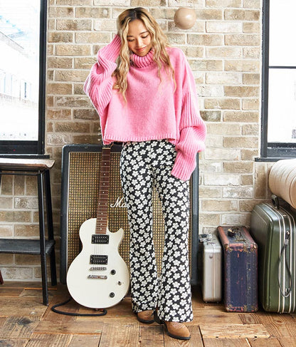 オフタートル クロップド 起毛 ニット トップス 853-5711