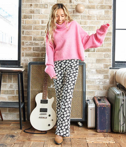 オフタートル クロップド 起毛 ニット トップス 853-5711