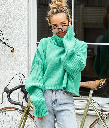 オフタートル クロップド 起毛 ニット トップス 853-5711