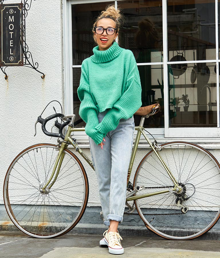 オフタートル クロップド 起毛 ニット トップス 853-5711