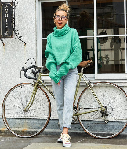 オフタートル クロップド 起毛 ニット トップス 853-5711