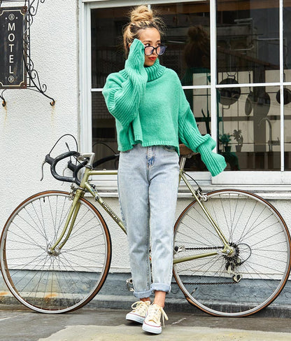 オフタートル クロップド 起毛 ニット トップス 853-5711