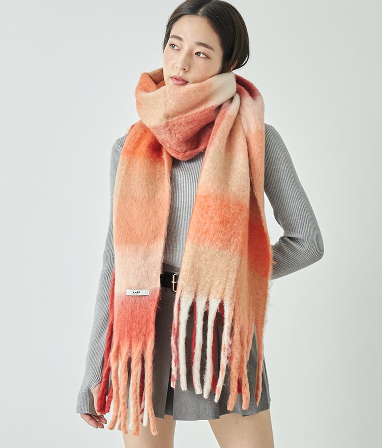 フリンジ大判ストール 159-5517