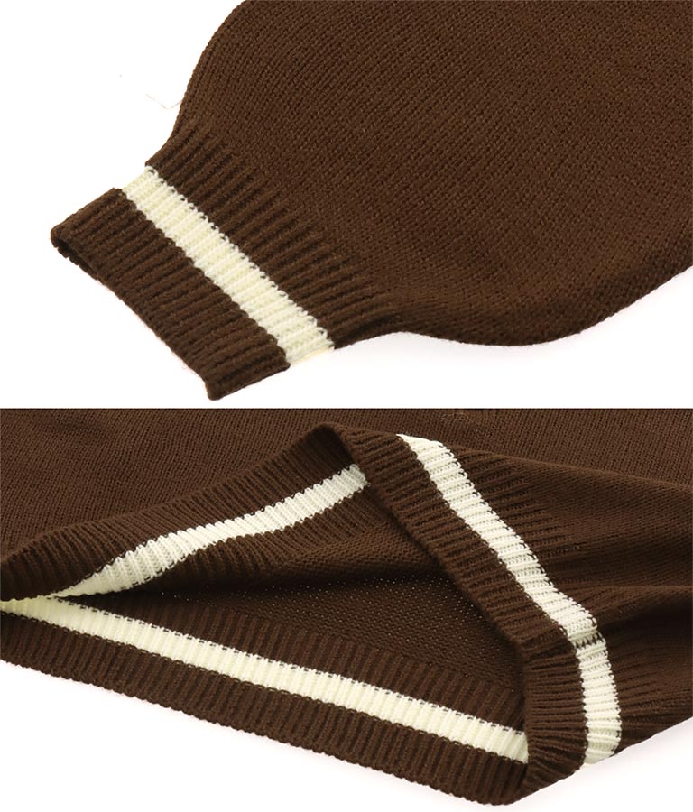 ハーフジップ 衿付 ショート ニット トップス 913-7319