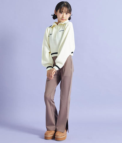 ハーフジップ 衿付 ショート ニット トップス 913-7319