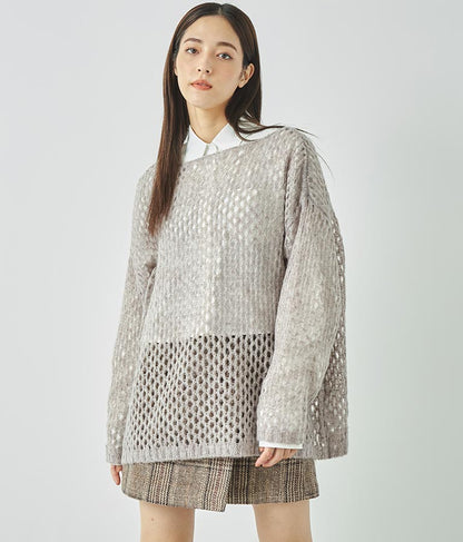 メッシュ編み モヘア オーバールーズ ニット 793-8930