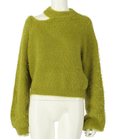 フェザーヤーン カットアウト ニット トップス 793-8960