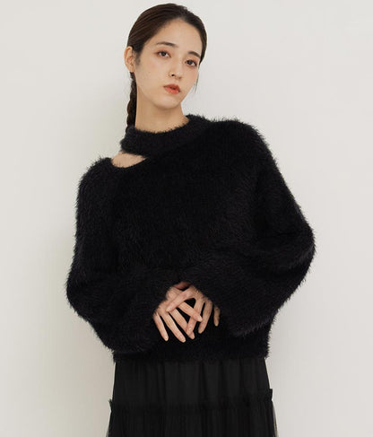 フェザーヤーン カットアウト ニット トップス 793-8960