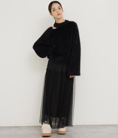 フェザーヤーン カットアウト ニット トップス 793-8960