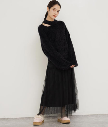 フェザーヤーン カットアウト ニット トップス 793-8960