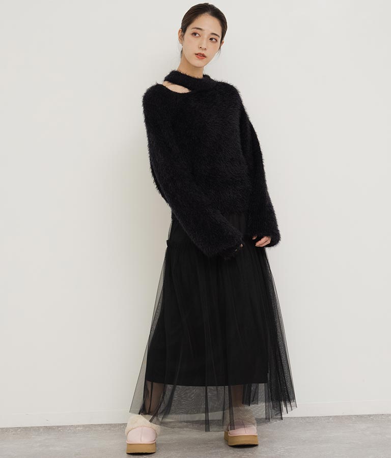 フェザーヤーン カットアウト ニット トップス 793-8960