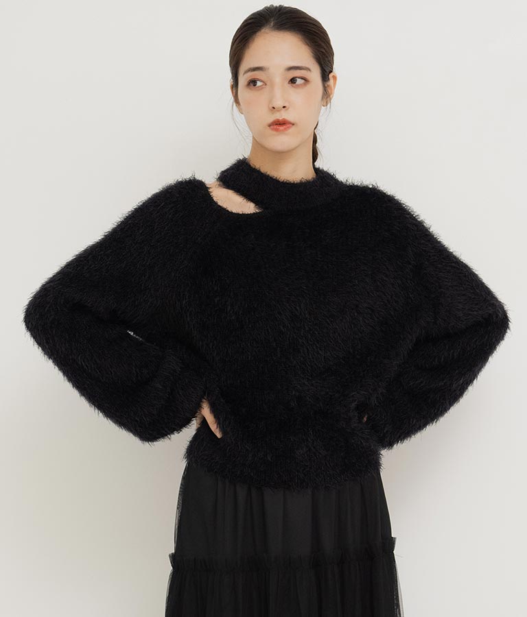 フェザーヤーン カットアウト ニット トップス 793-8960