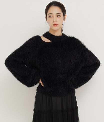 フェザーヤーン カットアウト ニット トップス 793-8960