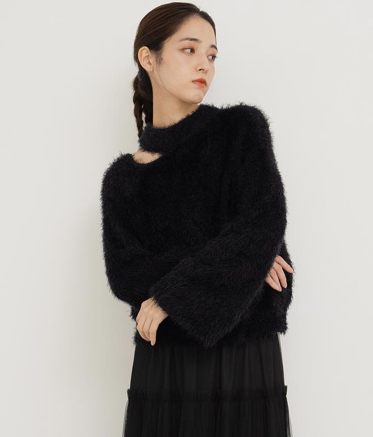 フェザーヤーン カットアウト ニット トップス 793-8960